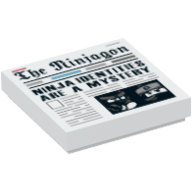 Tile 2 x 2 with Newspaper 'Ninja Identities are a Mystery' Print (White)
