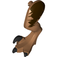 Animal Body Part, Dinosaur, Raptor Leg, Left, with Pin, Dark Brown Markings, Black Claws (Medium Nougat)