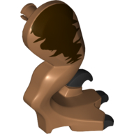 Animal Body Part, Dinosaur, Raptor Leg, Right, with Pin, Dark Brown Markings, Black Claws (Medium Nougat)
