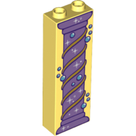 Brick 1 x 2 x 5 with Column, See Weed, Bubbles Print (Bright Light Yellow)