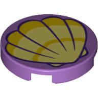 Tile Round 2 x 2 with Clam Shell Print (Medium Lavender)