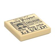 Tile 2 x 2 with Newspaper 'Daily Prophet' 'Exclusive Harry Potter The Boy Who Lived' Print (Tan)