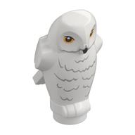 Animal, Bird, Owl Small, Angular Features with Yellow Eyes and Light Bluish Gray Rippled Chest Feathers Print (White)