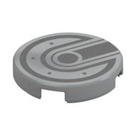 Tile Round 2 x 2 with Silver Lines, Bolts/Dots Print (Light Bluish Gray)