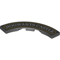Tile 4 x 4 Curved, Macaroni with 'Hogwarts Castle' Print (Black)