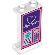 Panel 1 x 2 x 3 [Side Supports / Hollow Studs] with Heart Read Out Key Pad, Paw and Heart Print (Trans-Clear)
