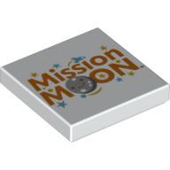 Tile 2 x 2 with 'Moon Mission' Print (White)