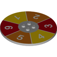 Plate Special Round 8 x 8 with 2 x 2 Center Studs with '1', '2', '3', '4', '5', '6' Spinning Wheel Print (Light Bluish Gray)