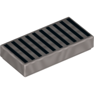 Tile 1 x 2 with Black Stripes/Lines Print (Metallic Silver)