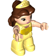 Duplo Figure Belle, Reddish Brown Hair, Bright Light Yellow Legs, Bright Light Yellow Tiara Print (Bright Light Yellow)