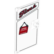 Door 1 x 4 x 6 Smooth with 'Jims' and 'OPEN' Print (Trans-Clear)