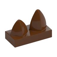 Tile Special 1 x 2 with Two Vertical Teeth / Tooth (Reddish Brown)