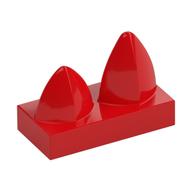 Tile Special 1 x 2 with Two Vertical Teeth / Tooth (Red)