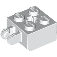 Hinge Brick 2 x 2 Locking with 2 Fingers Vertical and Axle Hole, 9 Teeth (White)
