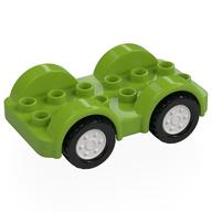 Duplo Car Base 2 x 6 - 4 White Wheels with Black Tires on 4 Fixed Axles (Lime)