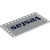 Plate Special 6 x 12, Studs on 3 Edges with 'Vestas' Print (White)
