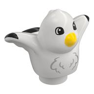 Duplo Animal Bird with Black Wing Tips and Yellow Beak Print (White)