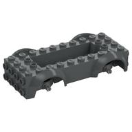 Vehicle Base 4 x 10 x 2 1/2 with Mudguards, Wheel Pins and 6 x 2 Centre Recess with 3 Holes, Light Bluish Gray Wheel Holders (Dark Bluish Gray)
