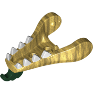 Creature Body Part, Dragon Head Lower Jaw with White Teeth, Dark Green Beard (Pearl Gold)