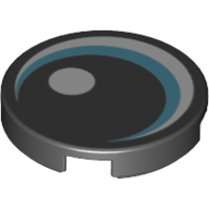 Tile Round 2 x 2 with Blue Eye Print (Black)