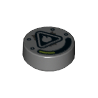 Tile Round 1 x 1 with Gauge, Flammable Warning (Dark Bluish Gray)