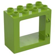Duplo Door / Window Frame Flat Front Surface, Completely Open Back (Lime)