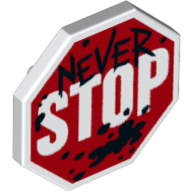 Shield Octagonal, 2 x 2 Stop Sign with 'Never' Graffiti Print (White)