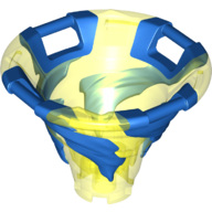 Cone Reverse with 4 Handles, Spinner, with Marbled Blue Pattern (Trans-Neon Green)