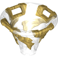 Cone Reverse with 4 Handles, Spinner, with Marbled Pearl Gold Pattern (Trans-Clear)