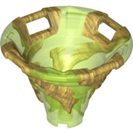 Cone Reverse with 4 Handles, Spinner, with Marbled Pearl Gold Pattern (Trans-Bright Green)