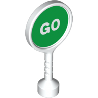 Duplo Sign Dual Sided with 'Go' on Green Background / 'Stop' on Red Background Print (White)