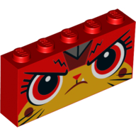 Brick 1 x 5 x 2 with Angry Unikitty, Red Eyes Print (Red)