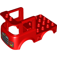 Duplo Truck Body, with Fire Logo, Headlights, and Grille Print (Red)