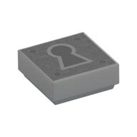Tile 1 x 1 with Keyhole Print (Light Bluish Gray)