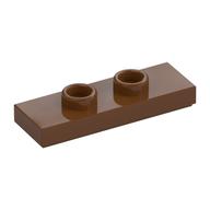 Plate Special 1 x 3 with 2 Studs with Groove and Inside Stud Holder (Jumper) (Reddish Brown)