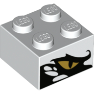 Brick 2 x 2 with Gold Snake Eye, Black/White Scales (White)