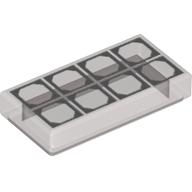 Tile 1 x 2 with Silver Squares Print (Trans-Brown)