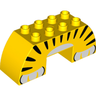 Duplo Brick 2 x 6 x 2 Curved with 2 x 2 Cutout on Bottom with Tiger Body Print (Yellow)