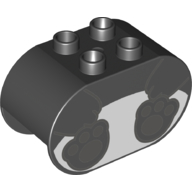 Duplo Brick 2 x 4 x 2 Rounded Ends with Panda Body and Feet Print (Black)
