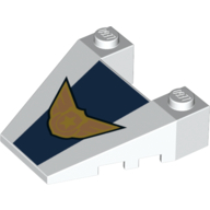 Brick Wedged, Sloped 4 x 4 Taper, with Stud Notches with Sky Police Logo Print (White)