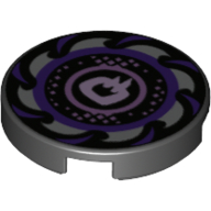 Tile Round 2 x 2 with Purple Ninjago Swirl Print (Black)