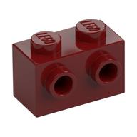 Brick Special 1 x 2 with 2 Studs on 1 Side (Dark Red)