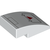 Brick Curved 3 x 2 No Studs with Hatch, Red Triangle Print (White)