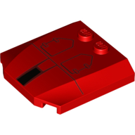 Brick Wedged, Curved Triple 4 x 4 x 2/3, 2 Studs with Black Square, Grey Lines Print (Red)