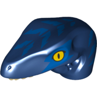 Animal Body Part, Dinosaur, Raptor Head with Yellow Eyes, Blue Stripes (Dark Blue)