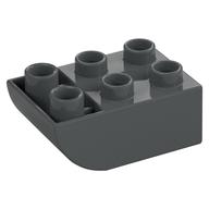 Duplo Brick 2 x 3 with Curved Bottom (Dark Bluish Gray)