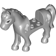 Animal, Horse with 2 x 2 Cutout, Black Eyes on White Patch, White Patches Print (Light Bluish Gray)