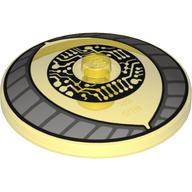 Dish 4 x 4 Inverted [Radar] with White Eyelids with Dark Bluish Gray Stripes, Black Circuitry Iris Print (Trans-Yellow)