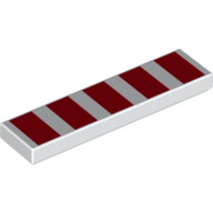 Tile 1 x 4 with Red Squares, Warning Print (White)