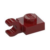 Plate Special 1 x 1 with Clip Horizontal [Thick Open O Clip] (Dark Red)